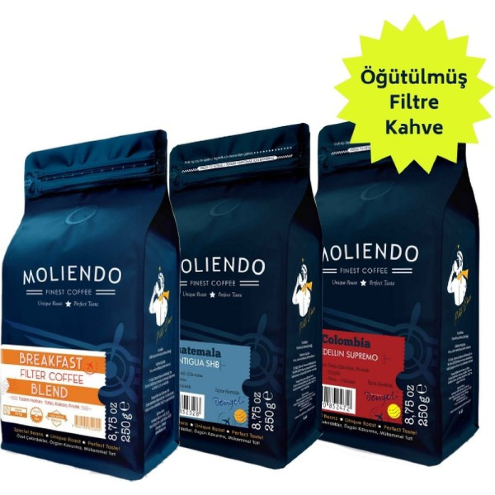 Moliendo Popüler Filtre Kahve Avantaj Paketi (Öğütülmüş Filtre Kahve) 3*250 g - 750 gr Kahve Fiyatı