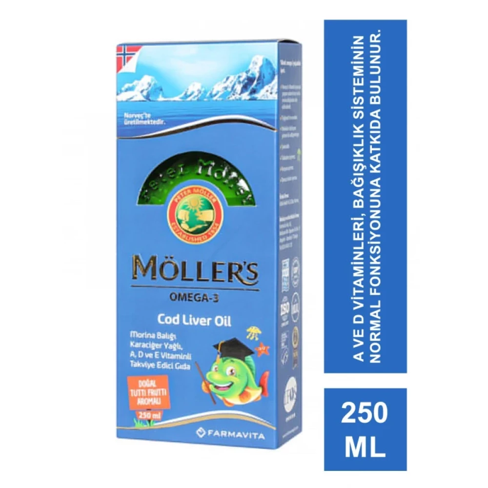 Moller's Omega-3 Cod Liver Oil Tutti Frutti Balik Yagi 250 Ml Sağlık / Bakım / Kozmetik Fiyatı