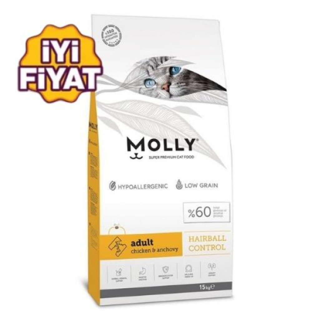 Molly Hairball Dusuk Tahilli Tavuklu Yetiskin Kedi Mamasi 15Kg Evcil Hayvan Ürünleri Fiyatı