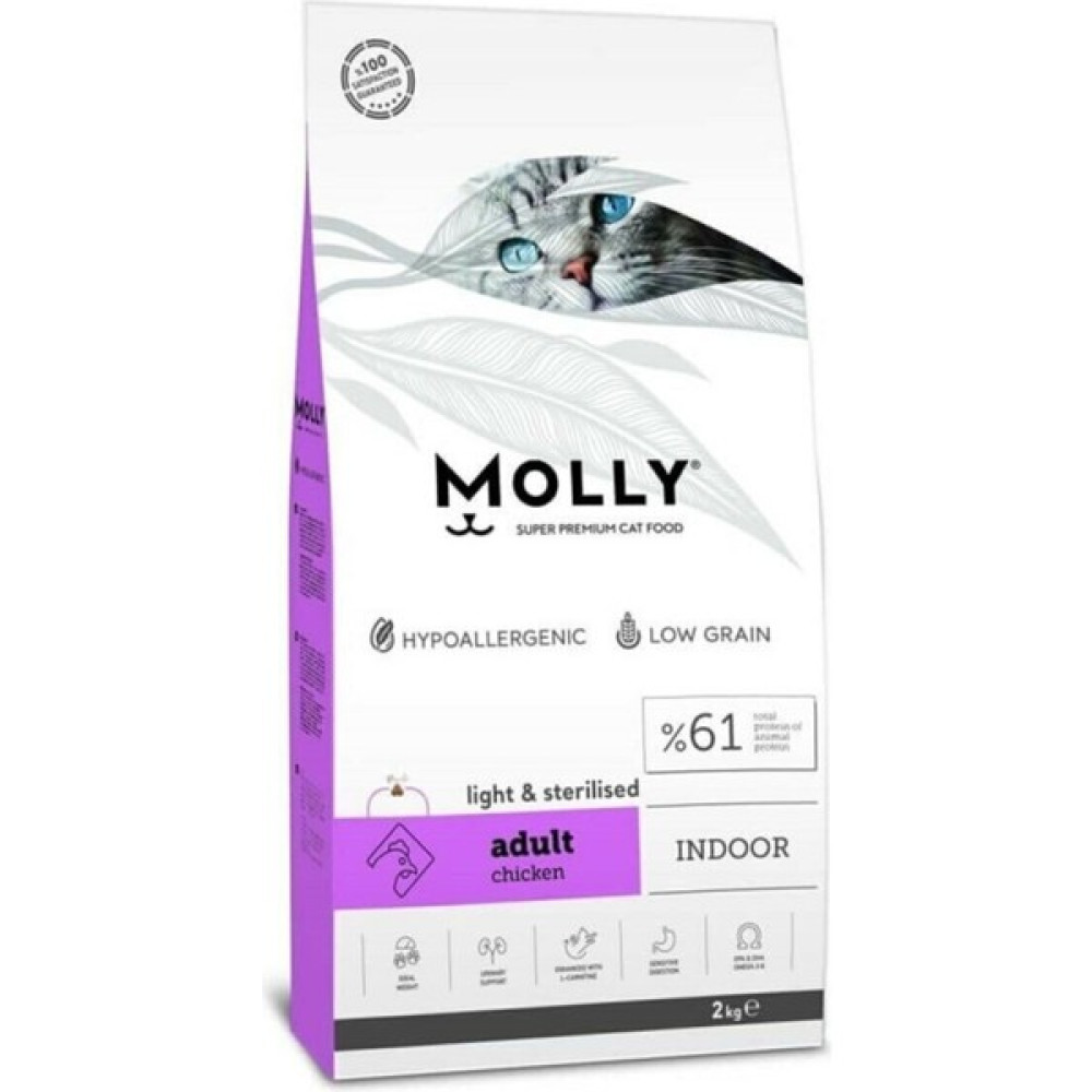 Molly Molly düşük Tahıllı Hipoalerjenik Sterilised Light Tavuklu Kısırlaştırılmış Kedi Maması 2 kg Evcil Hayvan Ürünleri Fiyatı