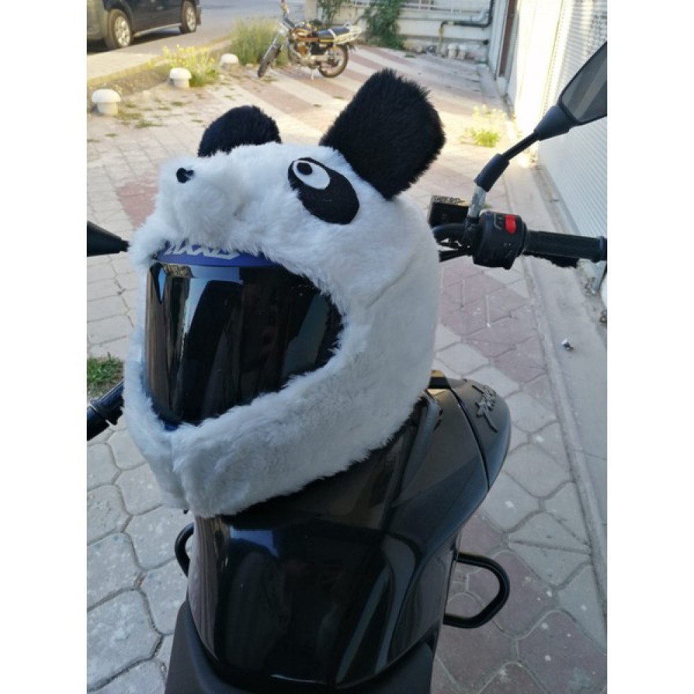 Molnija Peluş Kask Kılıfı Panda - Beyaz - Siyah Motorsiklet Kaskları Fiyatı