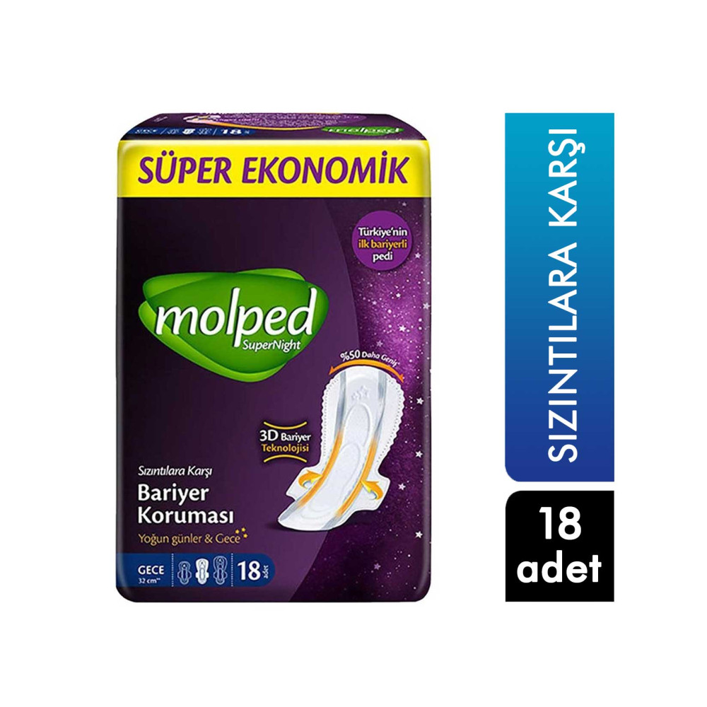 Molped Hijyenik Ped 18'li Gece Supernight Diğer Fiyatı