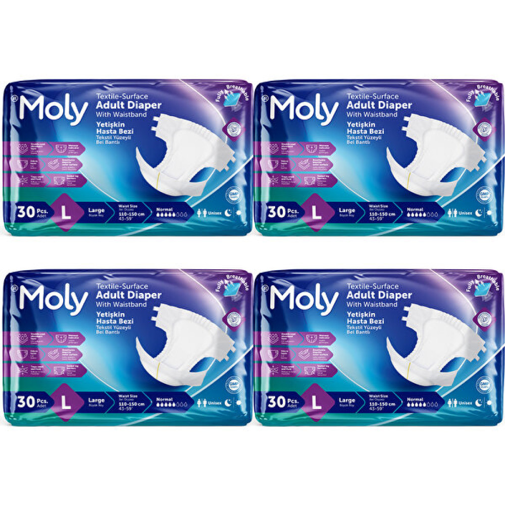 Moly Bel Bantlı Hasta Bezi Large 120'li Hasta Bezleri ve Temizliği Fiyatı