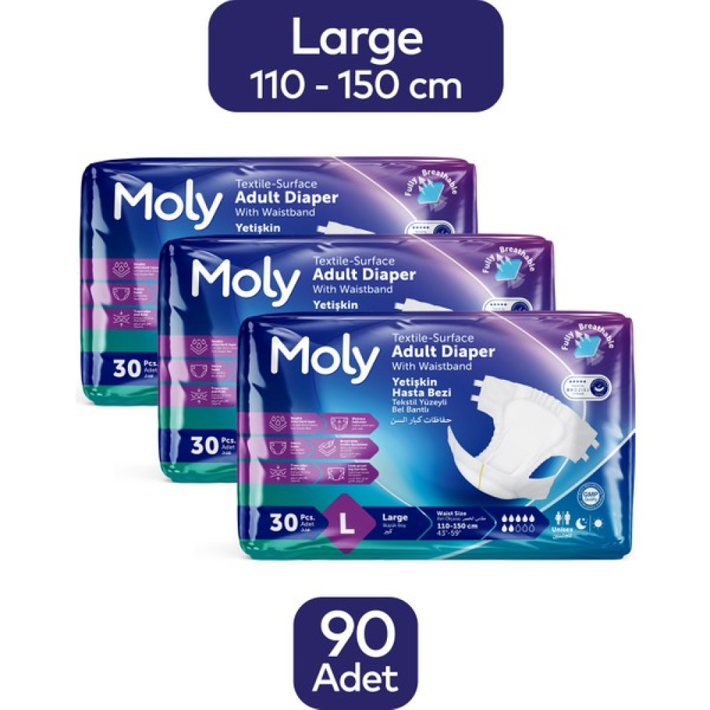 Moly Bel Bantlı Hasta Bezi Large 90'lı Hasta Bezleri ve Temizliği Fiyatı