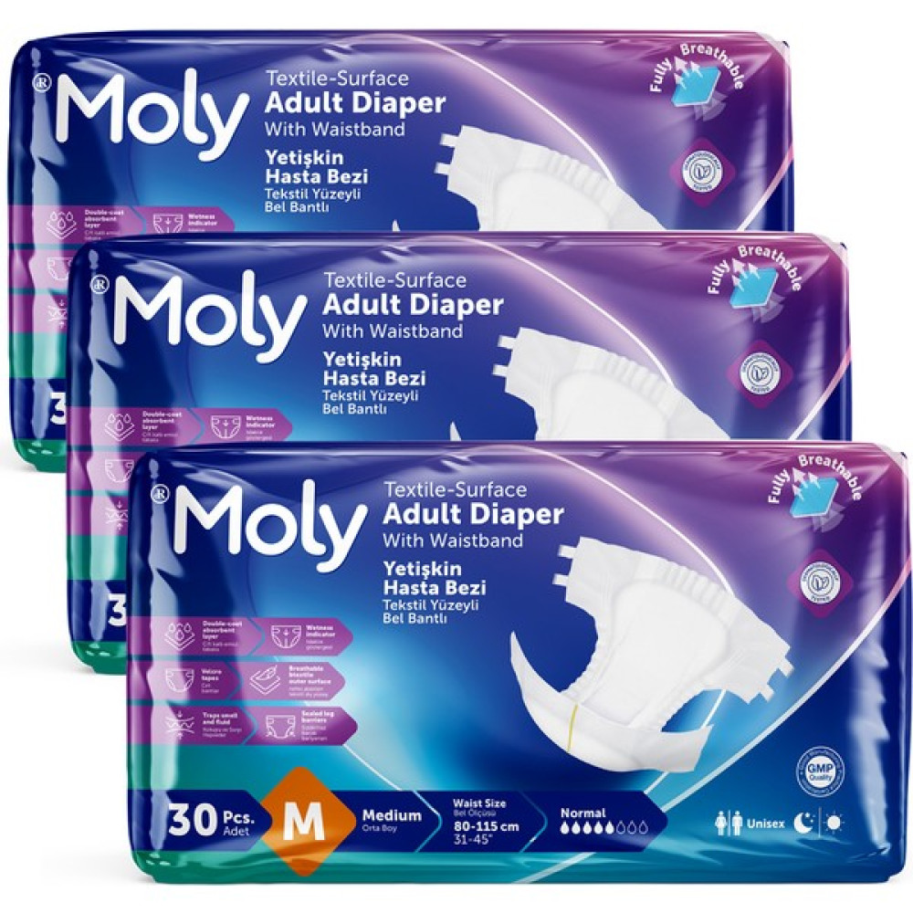 Moly Bel Bantlı Hasta Bezi Medium 90'Lı Hasta Bezleri ve Temizliği Fiyatı