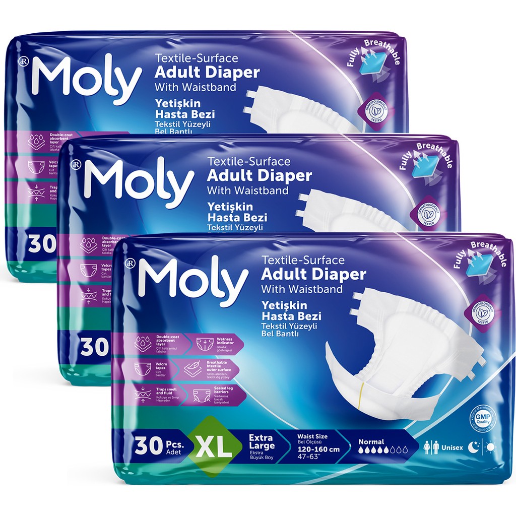 Moly Bel Bantlı Hasta Bezi XL 90'lı Hasta Bezleri ve Temizliği Fiyatı