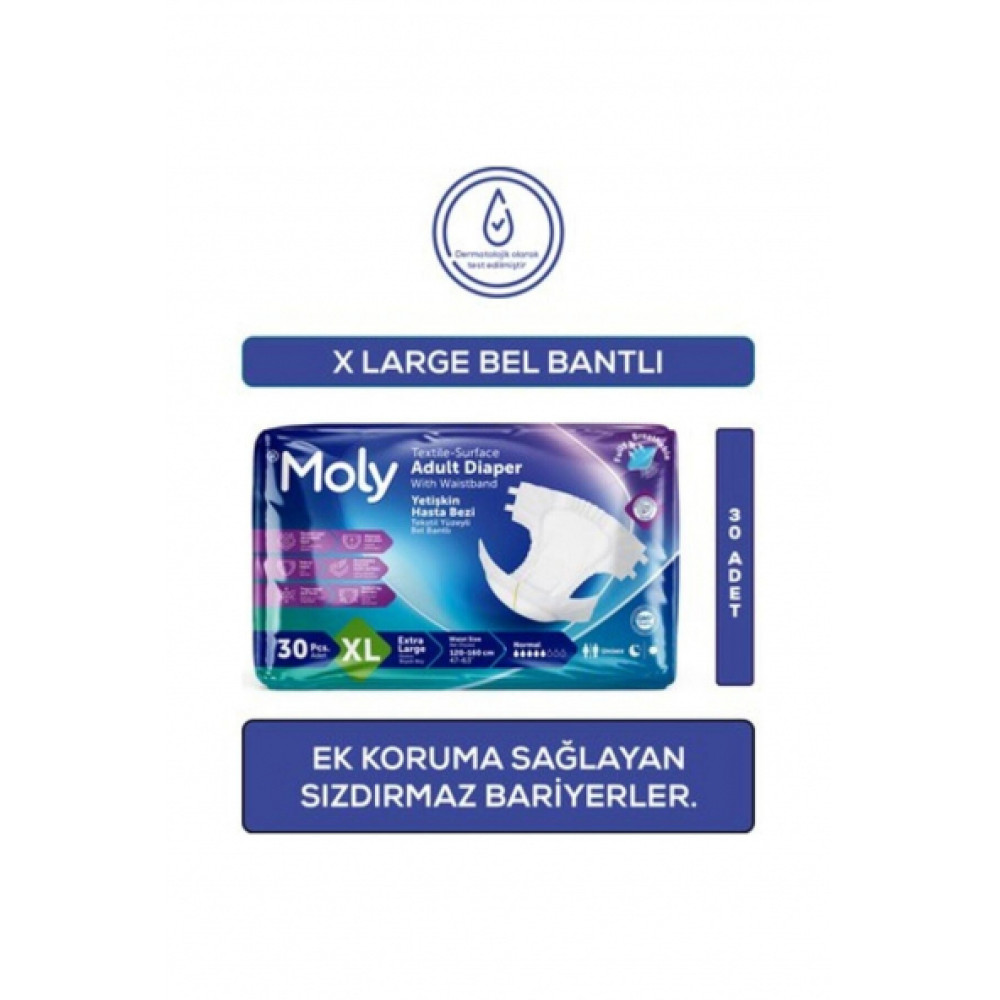 Moly Belbantlı Xlarge 30 Adet Hasta Bezleri ve Temizliği Fiyatı