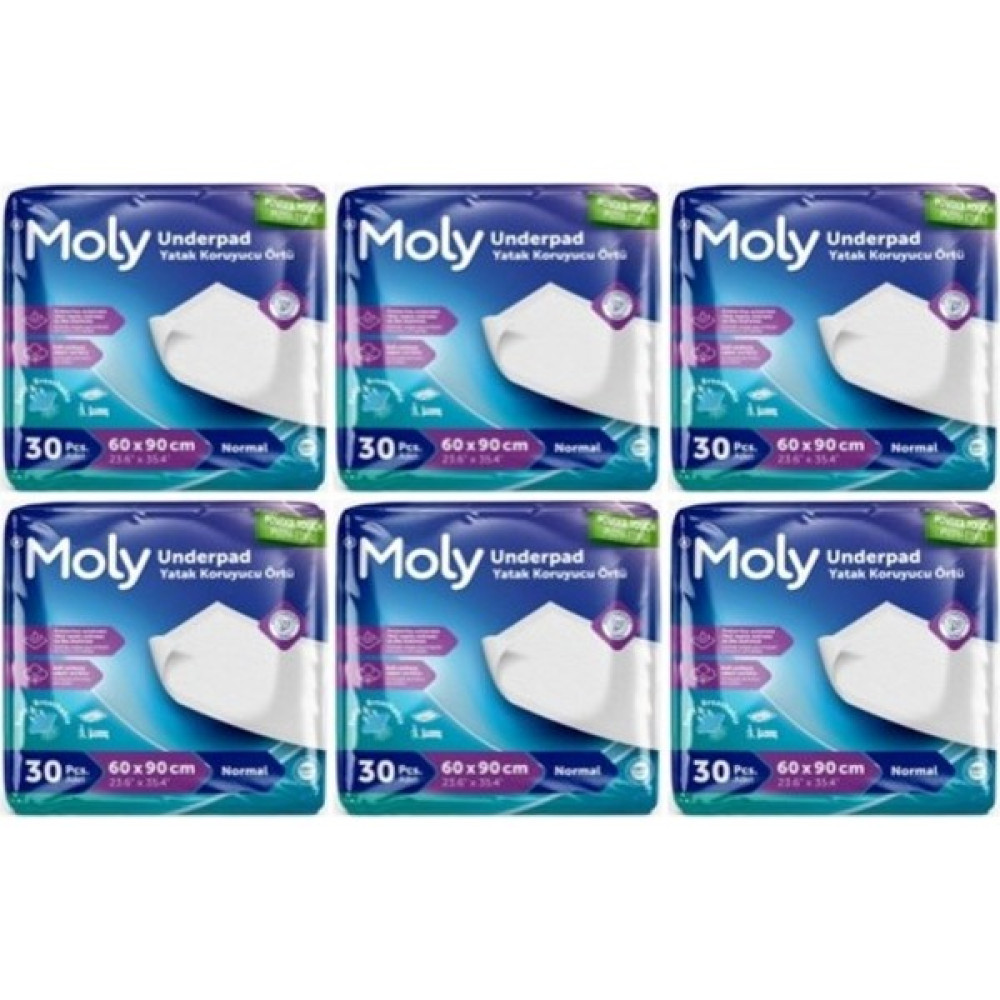 Moly Yatak Koruyucu Örtü 30'lu x 6 Paket - 60 x 90 cm Alez / Yatak Koruyucu Fiyatı