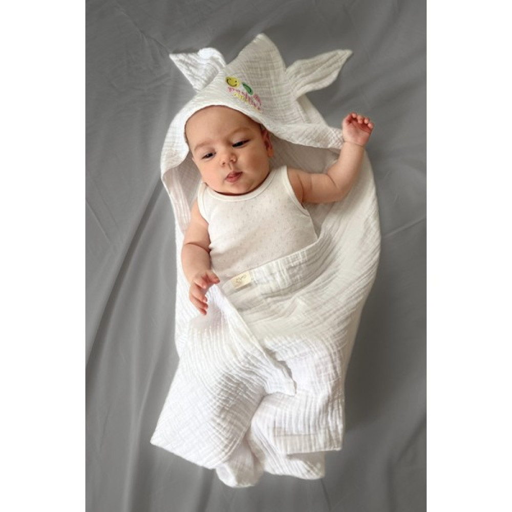 Mom Cherie %100 Pamuk 4 Kat Müslin Kundak Bebek&çocuk Kundak 80X80CM Nakışlı Müslin Kundak Bebek Kundağı Fiyatı