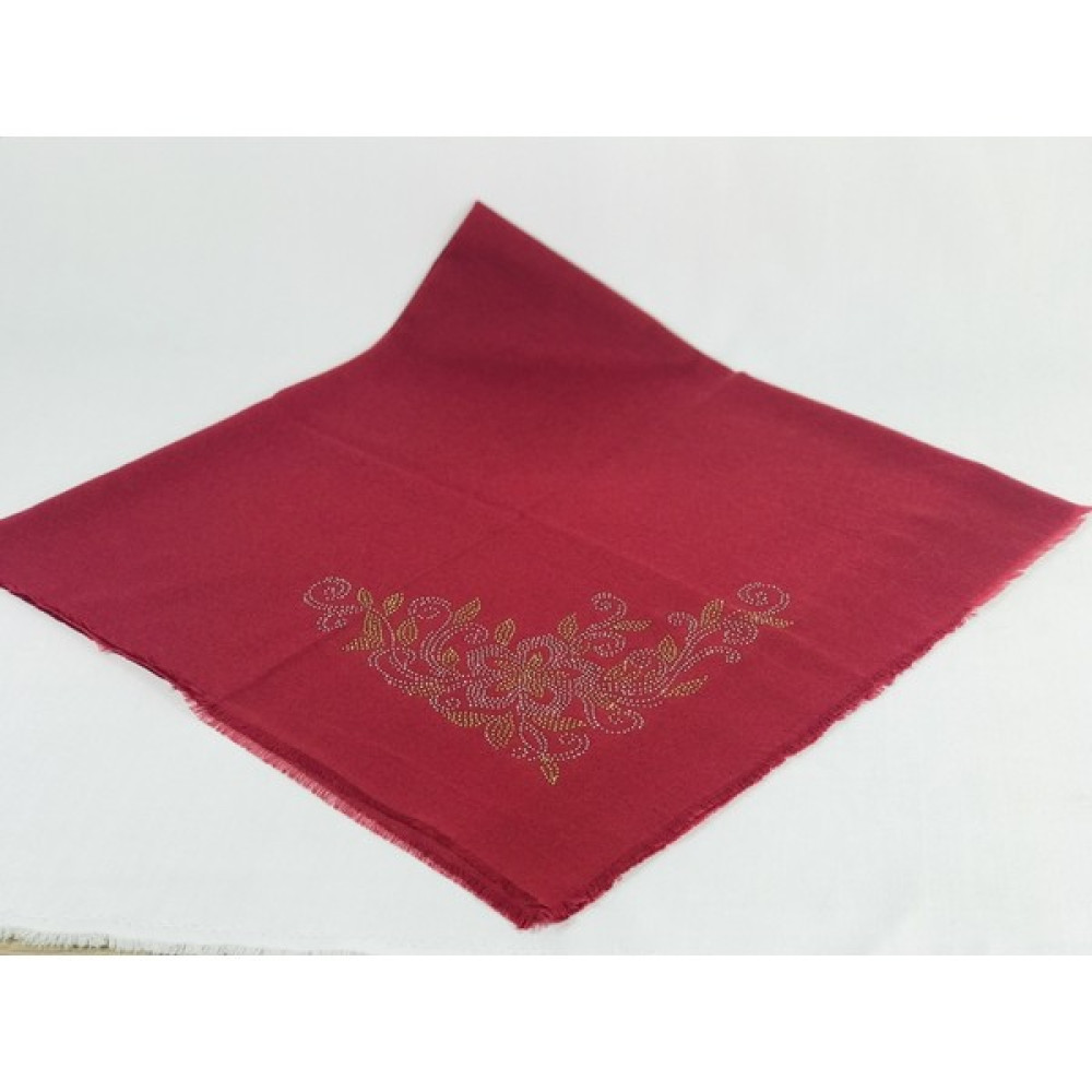 Mom Collection Taşlı Lüx Eşarp Bordo Tek Gül Desen Eşarp Fiyatı