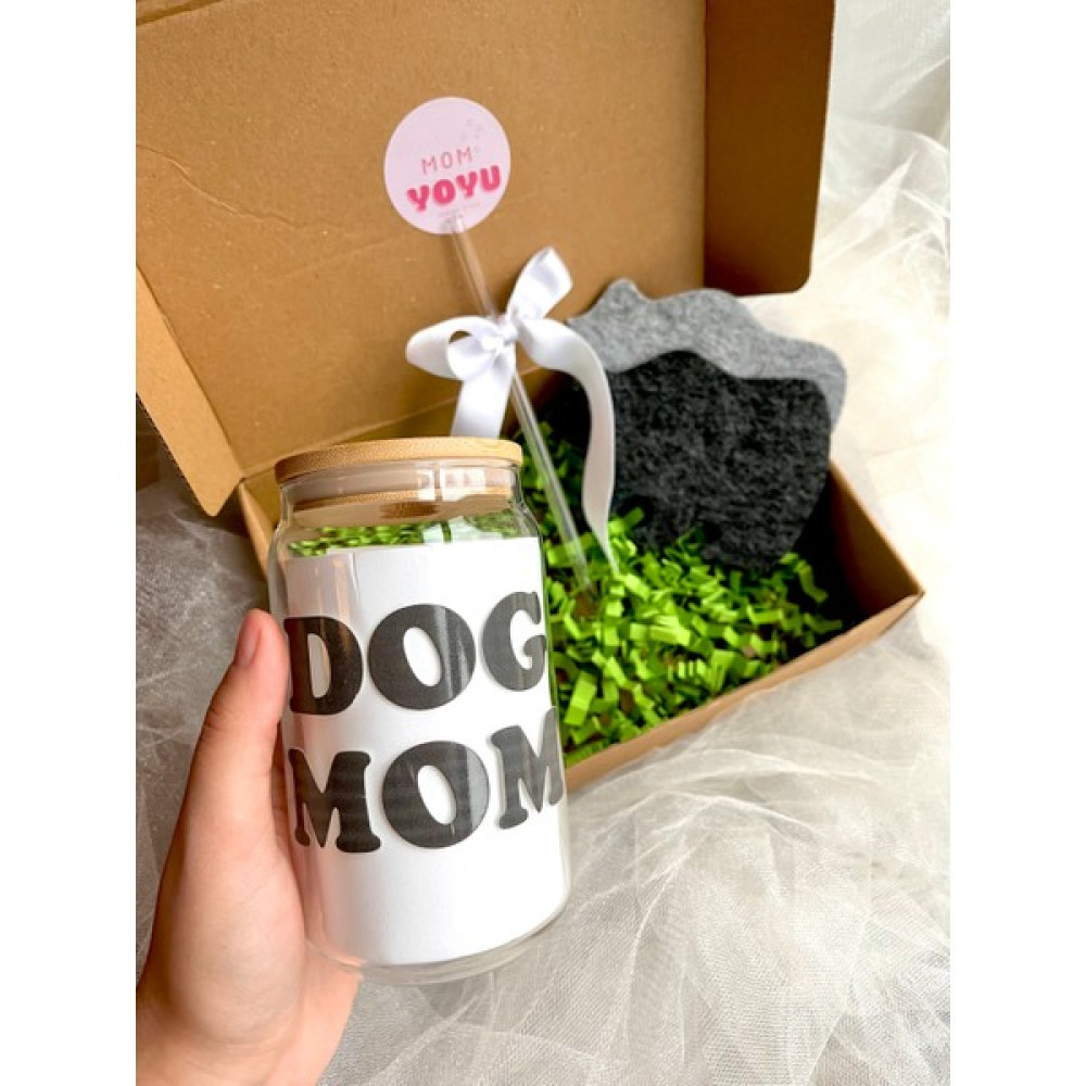 Mom Yoyu Dog Mom Baskılı Cam Pipetli Bambu Kapaklı Bardak I Bambu Kapaklı Pipetli Bardak - Siyah Fincan / Bardak / Kahve Takımı Fiyatı