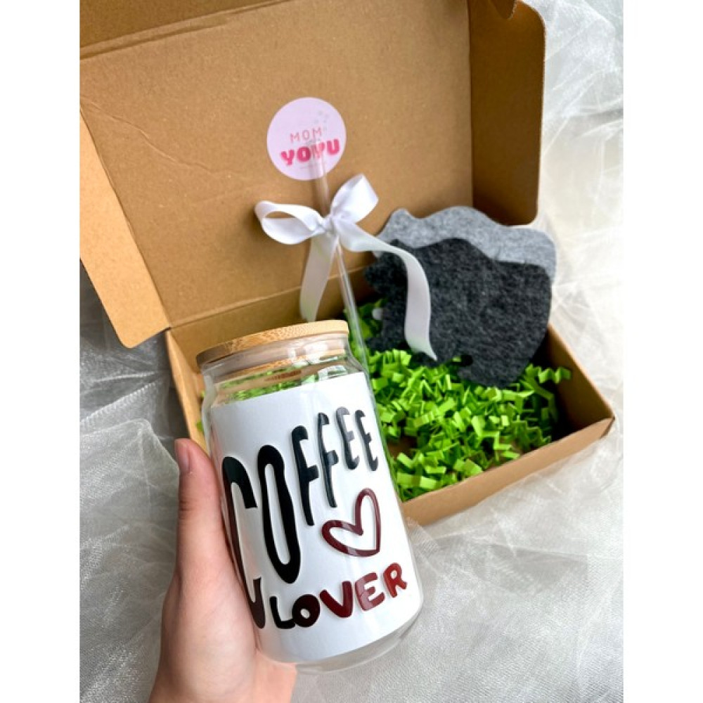 Mom Yoyu Hediye Kutusunda Coffee Lover Baskılı Cam Pipetli Bambu Kapaklı Bardak I Kahve Bardağı - Açık Kahve Fincan / Bardak / Kahve Takımı Fiyatı