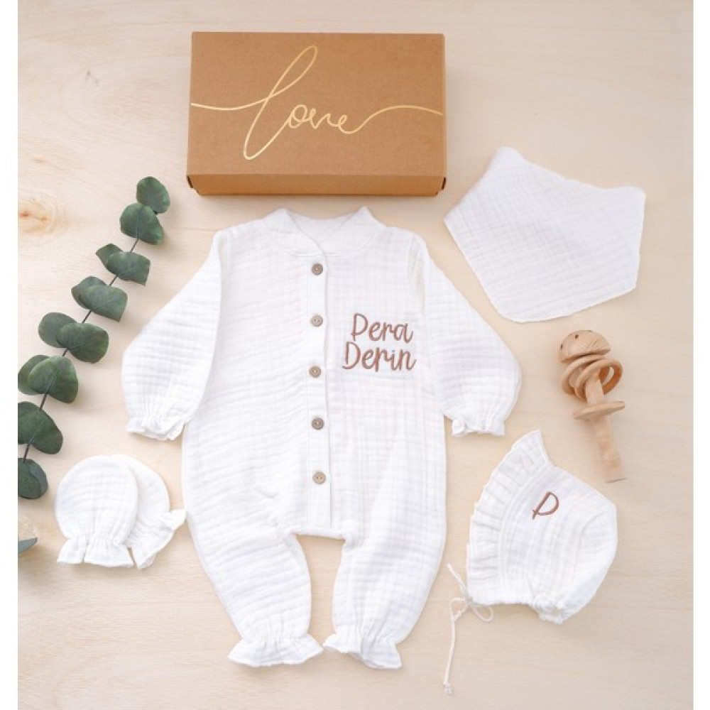 Momand Design Hastane Çıkışı Müslin Tulum Seti Bebek Hastane Çıkışı Fiyatı