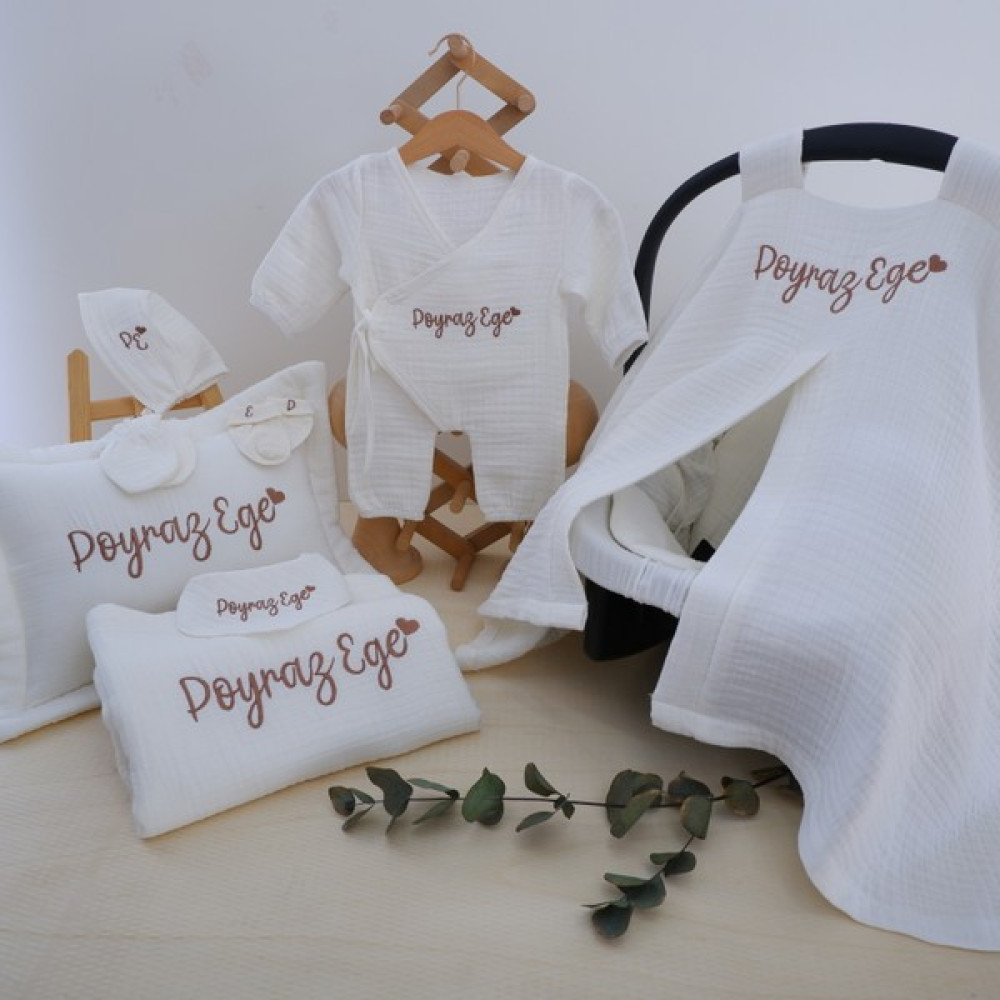 Momand Design Isimli Müslin Hastane Çıkışı Erkek Bebek Full Set Bebek Hastane Çıkışı Fiyatı