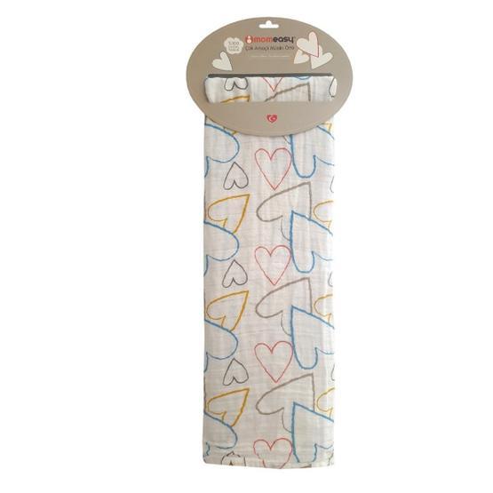 Momeasy Tekli 100x120 cm Kalpler Müslin Örtü