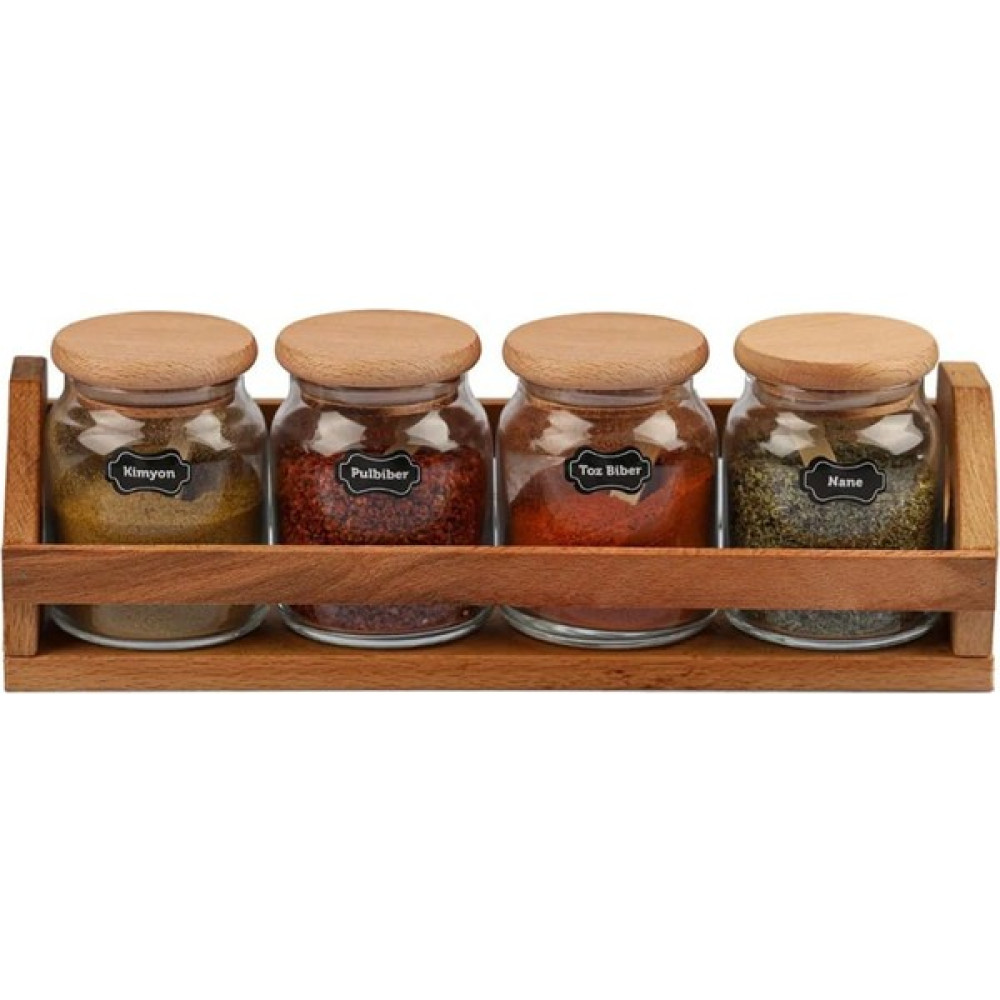 Momentum Store Trendesk Bambu Baharat Takımı Cam 4 Lü Ahşap Standlı - Kahverengi - 300 ml Baharat Setleri & Baharatlıklar Fiyatı