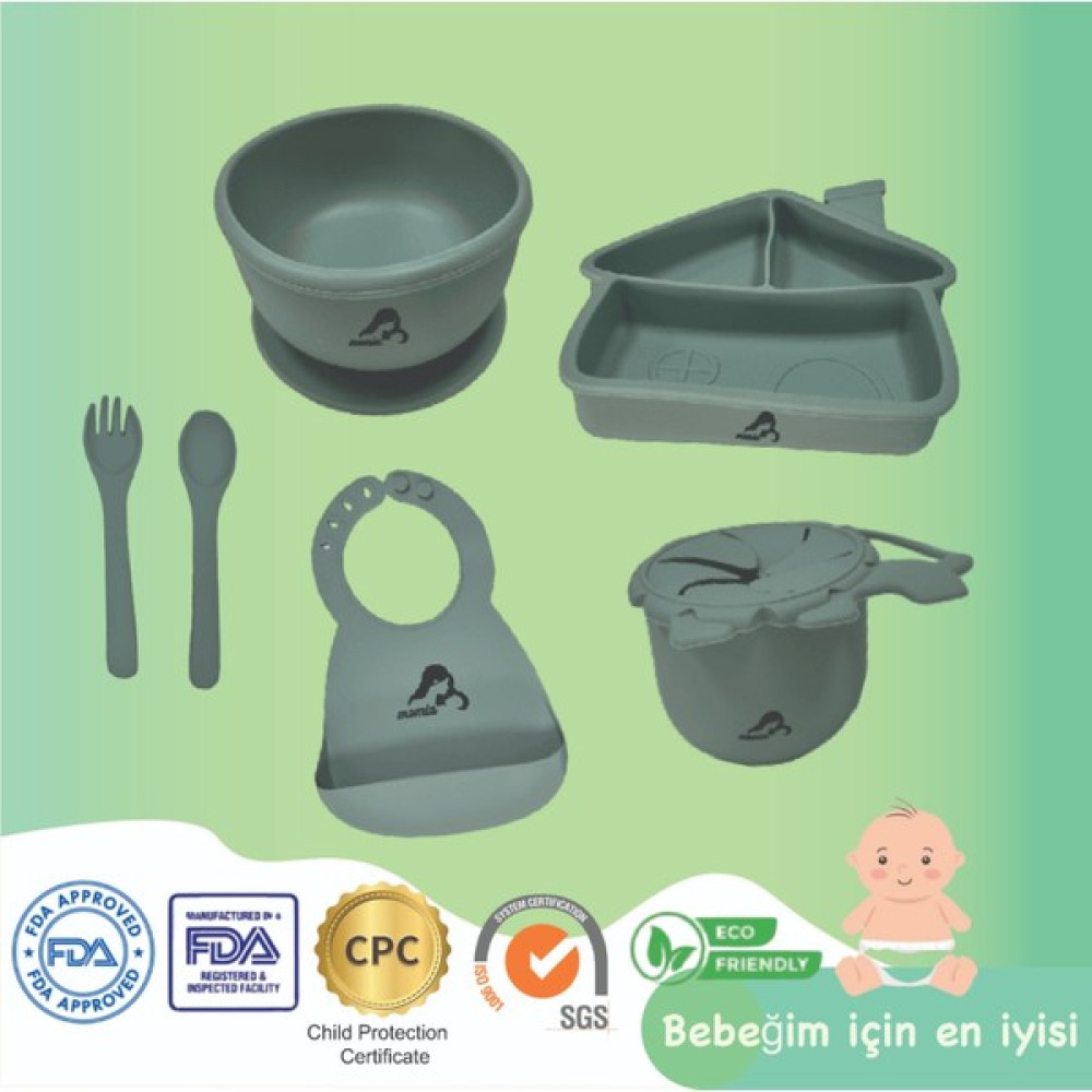 Momia Bebek Silikon Bebek Beslenme Mama Seti 1 - Bebek yemek tabağı , bebek mama önlüğü , eğitici aslan bardak atıştırmalık , bebek mama kasesi , b... Mama Seti Fiyatı