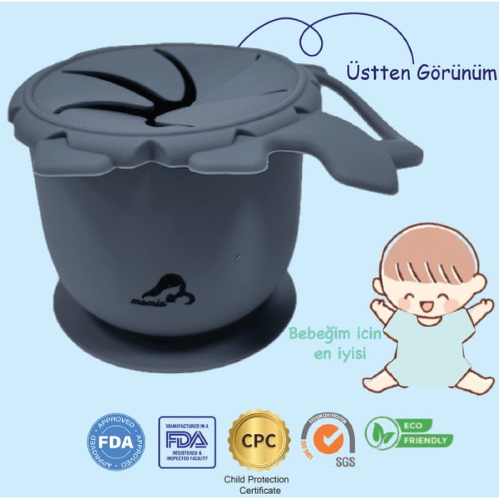 "Momia Bebek Silikon Beslenme Atıştırmalık Kabı - Sağlıklı ve Renkli!" - Mavi Mama Seti Fiyatı