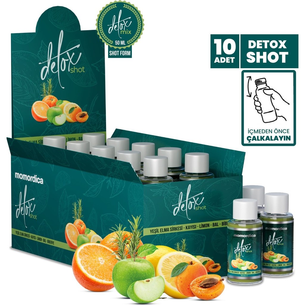 Momordica Detox Mix Shot 10 Adet Yeşil Elma Sirkesi Aromalı Sağlıklı İçecek Tozu Diğer Fiyatı