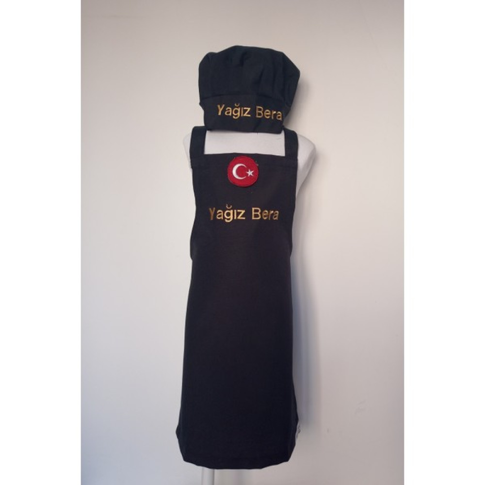 Moms And Babies Çocuk Mutfak Önlüğü Takım Armalı Isme Özel 0-12 Yaş Beden - 5 - 6 Yaş - Siyah Mutfak Önlüğü Fiyatı
