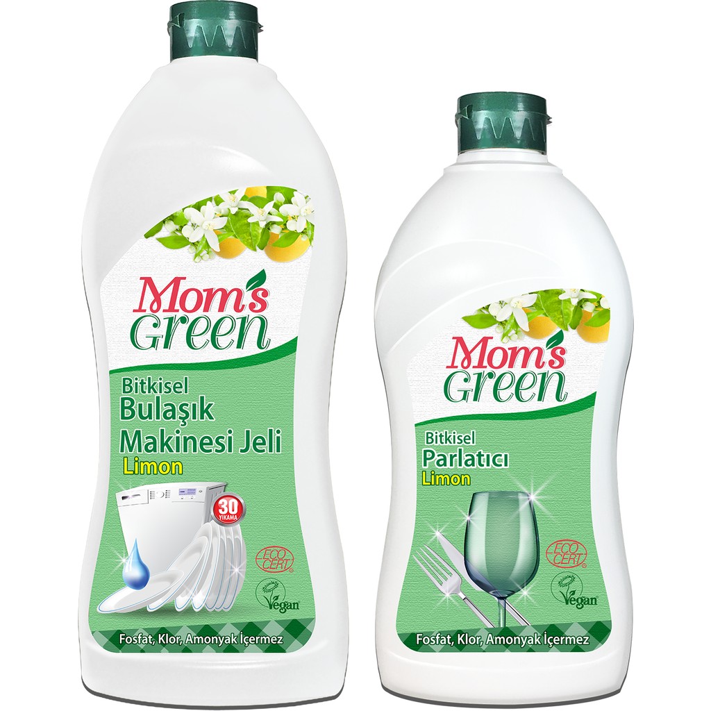Mom's Green 2'li Set Bitkisel Bulaşık Makinesi Jel Temizleyici 750 ml ve Bitkisel Bulaşık Parlatıcı 500 ml Bulaşık Makineleri Fiyatı