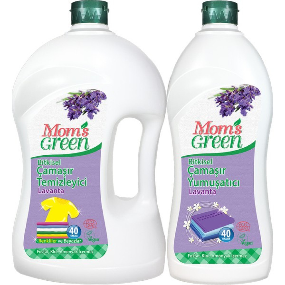 Mom's Green 2'li Set Bitkisel Çamaşır Deterjanı 40 Yıkama Lavanta - Bitkisel Yumuşatıcı Lavanta - 1,5 lt Çamaşır Deterjanı Fiyatı