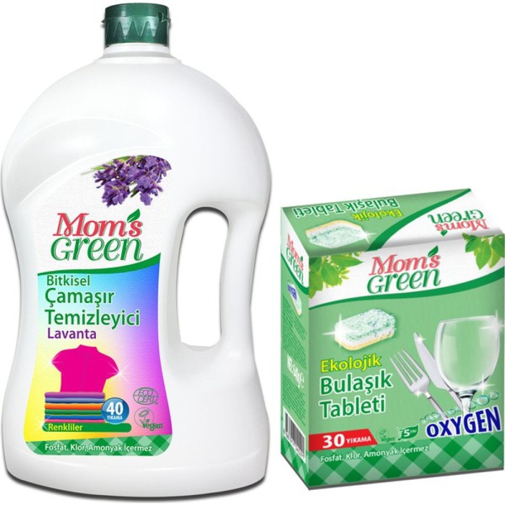 Mom's Green 2'li Set Bitkisel Çamaşır Deterjanı Renkliler Eco 40 Yk + Ekolojik Bulaşık Tableti - 1,5 lt Çamaşır Deterjanı Fiyatı
