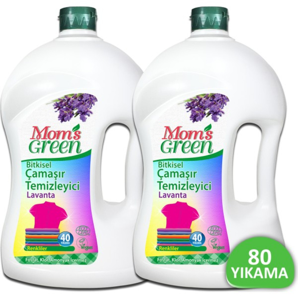 Mom's Green 2'li Set Bitkisel Çamaşır Temizleyici Renkliler -Lavanta - Eco 1500 ml *2 // 80 Yıkama Çamaşır Deterjanı Fiyatı