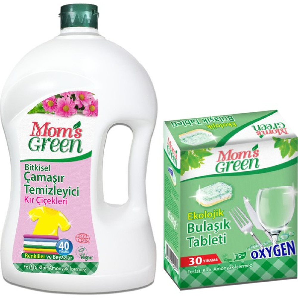 Mom's Green 2'li Set Ekolojik Bulaşık Tableti ve Bitkisel Çamaşır Deterjanı Kır Çiçekleri Eco 40 Yk Bulaşık Yıkama Fiyatı