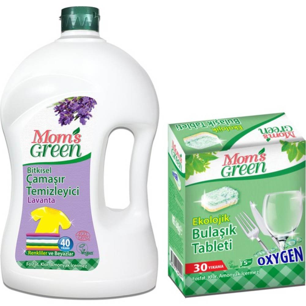 Mom's Green 2'li Set Ekolojik Bulaşık Tableti ve Bitkisel Çamaşır Deterjanı Lavanta Eco 40 Yk Bulaşık Yıkama Fiyatı
