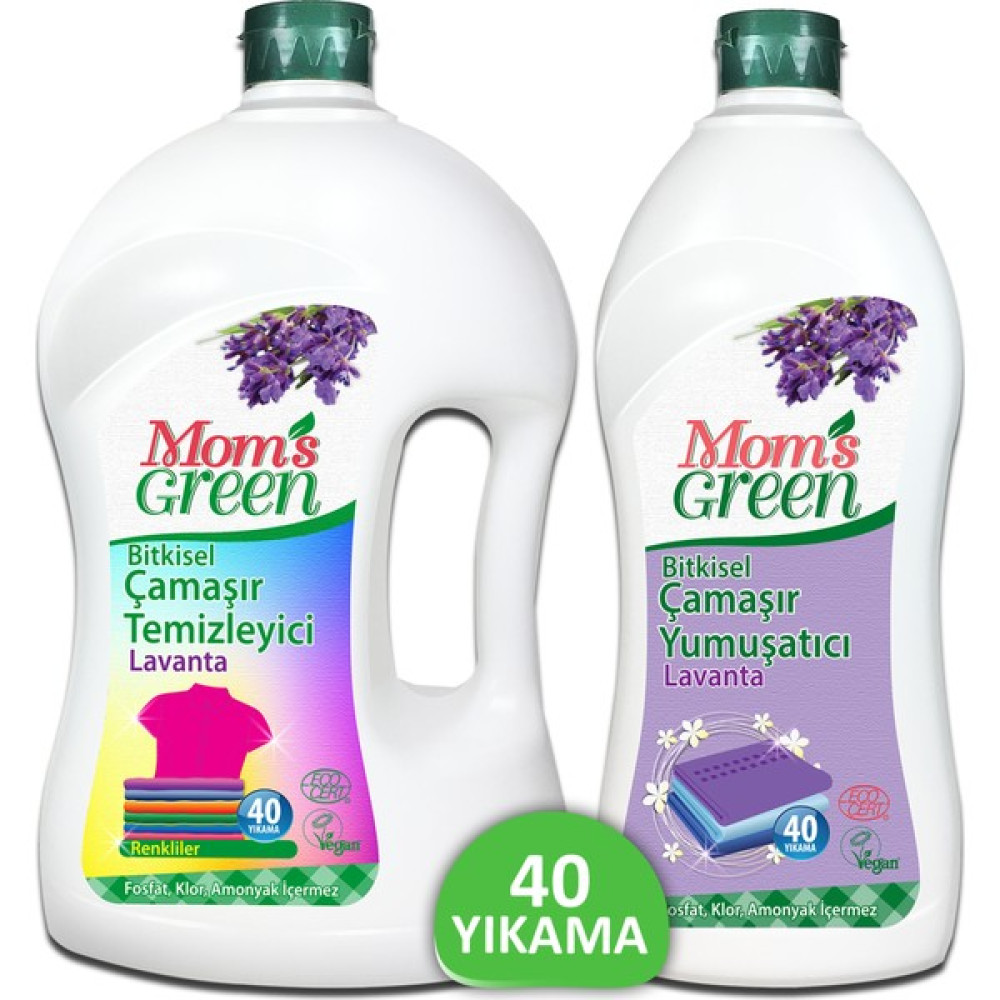 Mom's Green 2'li Set Mom's Green Bitkisel Çamaşır Temizleyici Renkliler 40 Yıkama ve Yumuşatıcı Lavanta 20 Yıkama - 750 ml Çamaşır Deterjanı Fiyatı