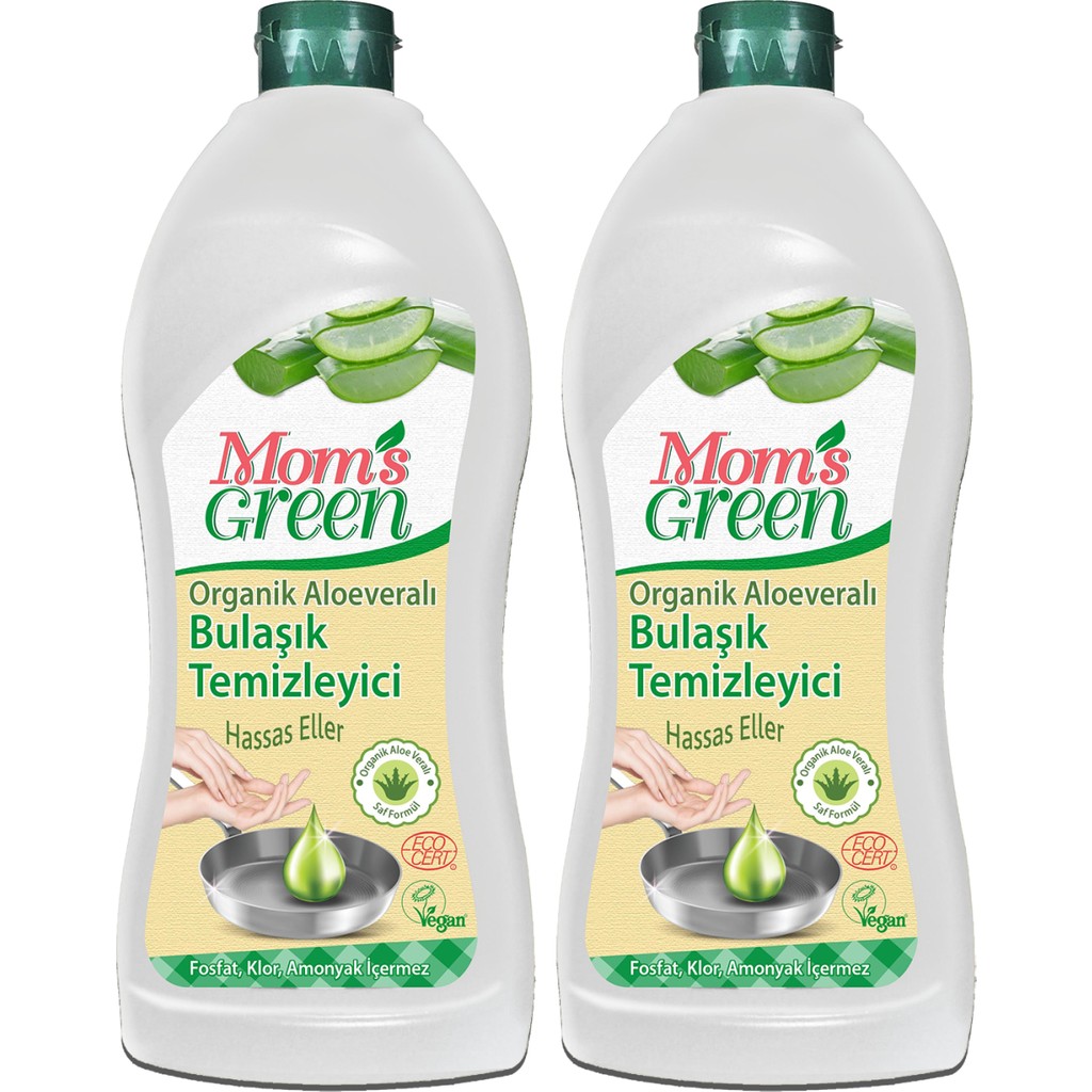 Mom's Green 2'li Set Organik Aloe Veralı Elde Bulaşık Temizleyici -Eco (750 ml x 2 Adet) - 1,5 lt Diğer Fiyatı