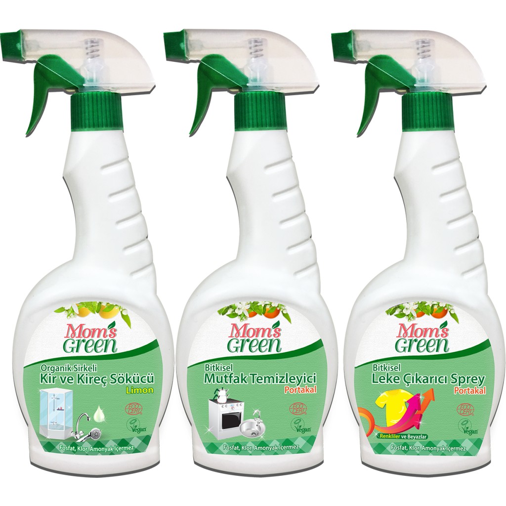 Mom's Green 3'lü Set Bitkisel Mutfak Temizleyici Portakal - Organik Sirkeli Kir ve Kireç Sökücü Limon - Bitkisel Leke Çıkarıcı Portakal - 3 Adet Çamaşır Yıkama Fiyatı