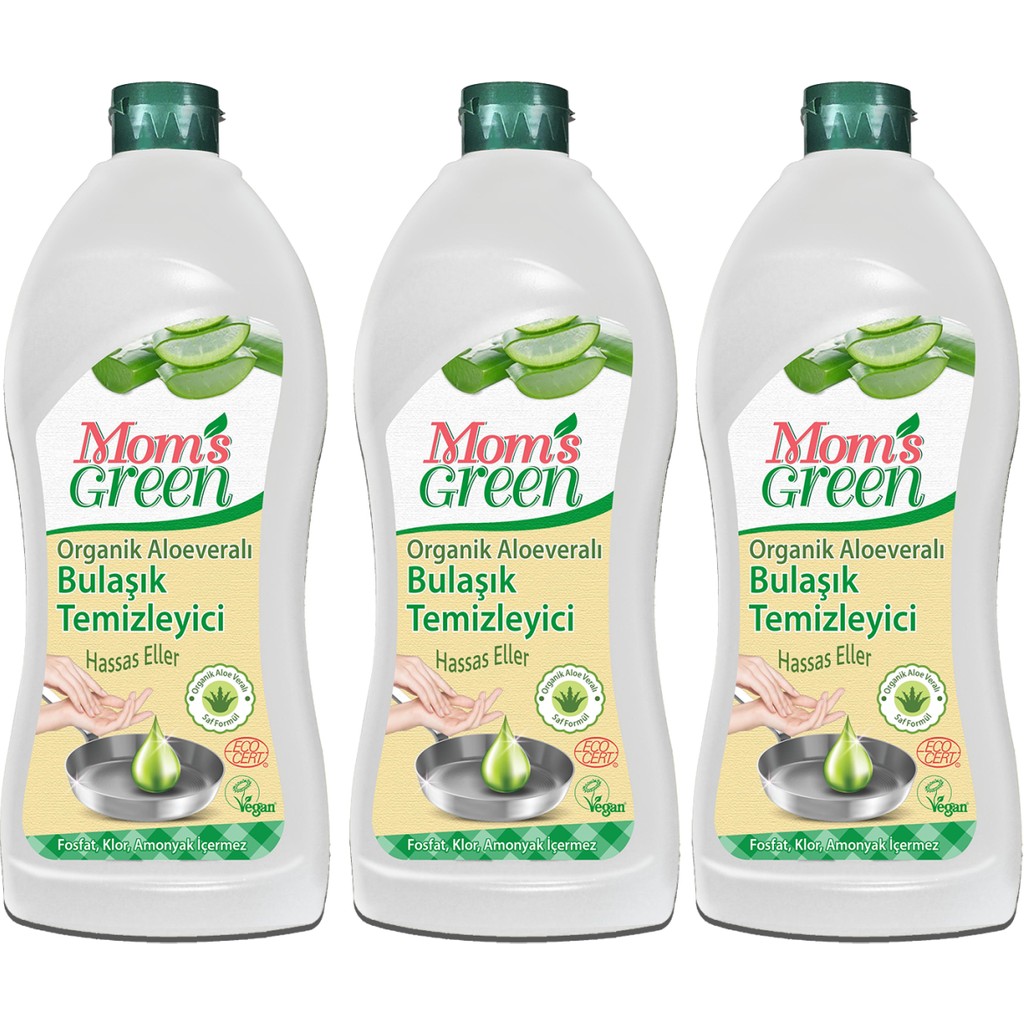 Mom's Green 3'lü Set Organik Aloe Veralı Elde Bulaşık Temizleyici (750 ml 3 Adet) - 2,2 lt Diğer Fiyatı