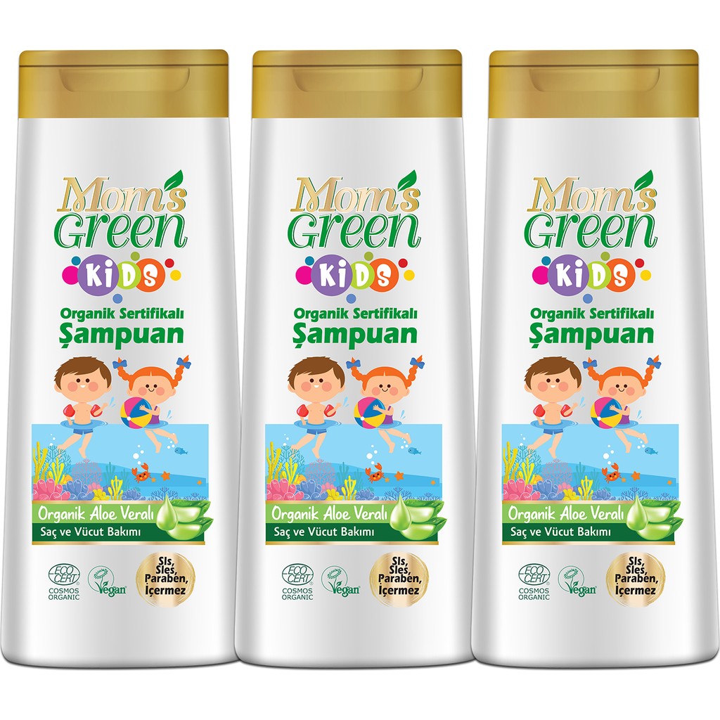 Mom's Green 3'lü Set Organik Aloeveralı Çocuk Şampuanı 400 ml x 3 Hassas Ciltler İçin Özel Bebek Şampuanı Fiyatı