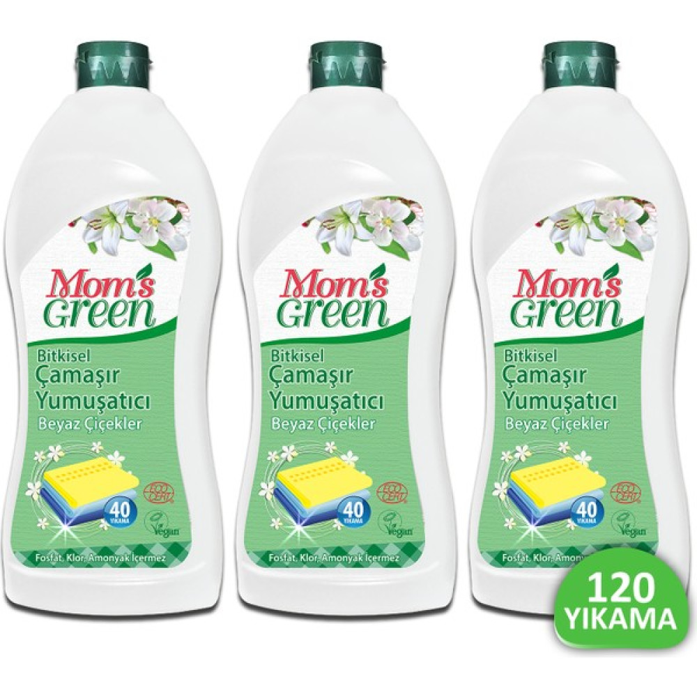 Mom's Green Bitkisel Çamaşır Yumuşatıcı - Beyaz Çiçekler 3’lü Set 120 Yıkama Yumuşatıcı Fiyatı