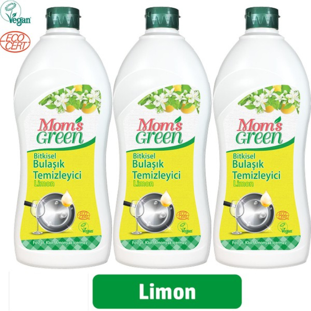 Mom's Green Bitkisel Elde Bulaşık Yıkama Deterjanı - Limonlu 3’lü Set ( 750 ml x3 ) Bulaşık Yıkama Fiyatı