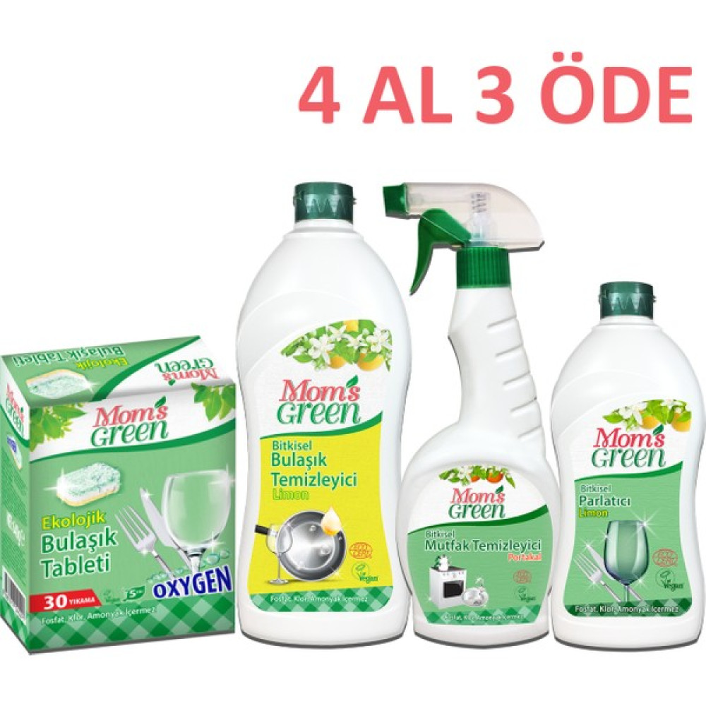 Mom's Green Ekolojik Bulaşık Temizliği Seti Limon 4'lü Set Bulaşık Yıkama Fiyatı