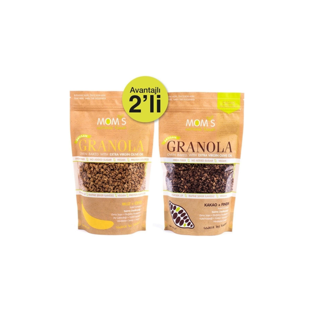 Moms Natural Foods 2li Granola - Muz Ceviz 360 G - Kakao Fındık 360 G Kahvaltılık Gevrek Fiyatı
