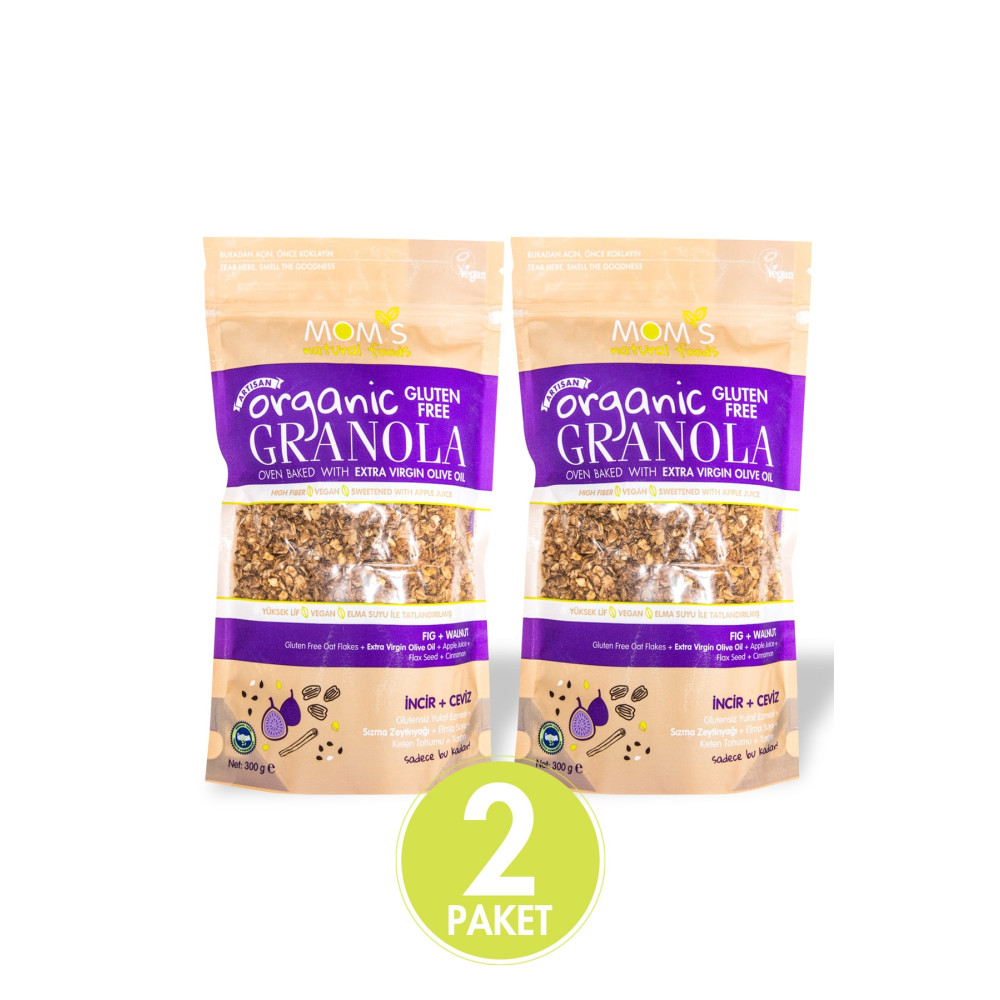 Moms Natural Foods 2li Organik Glutensiz İNCİR-CEVİZ Granola 300 G Kahvaltılık Gevrek Fiyatı