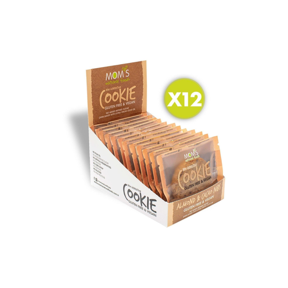 Moms Natural Foods Glutensiz BADEM & CACAO NIBS Cookie - 12li Kahvaltılık Gevrek Fiyatı