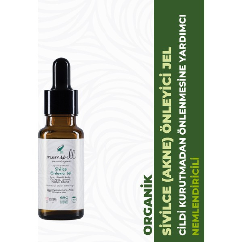 Momwell Organik Lokal Sivilce Akne Önleyici Jel Serum Nemlendiricili 20ML - 20 ml Akne ve Sivilce Bakımı Fiyatı