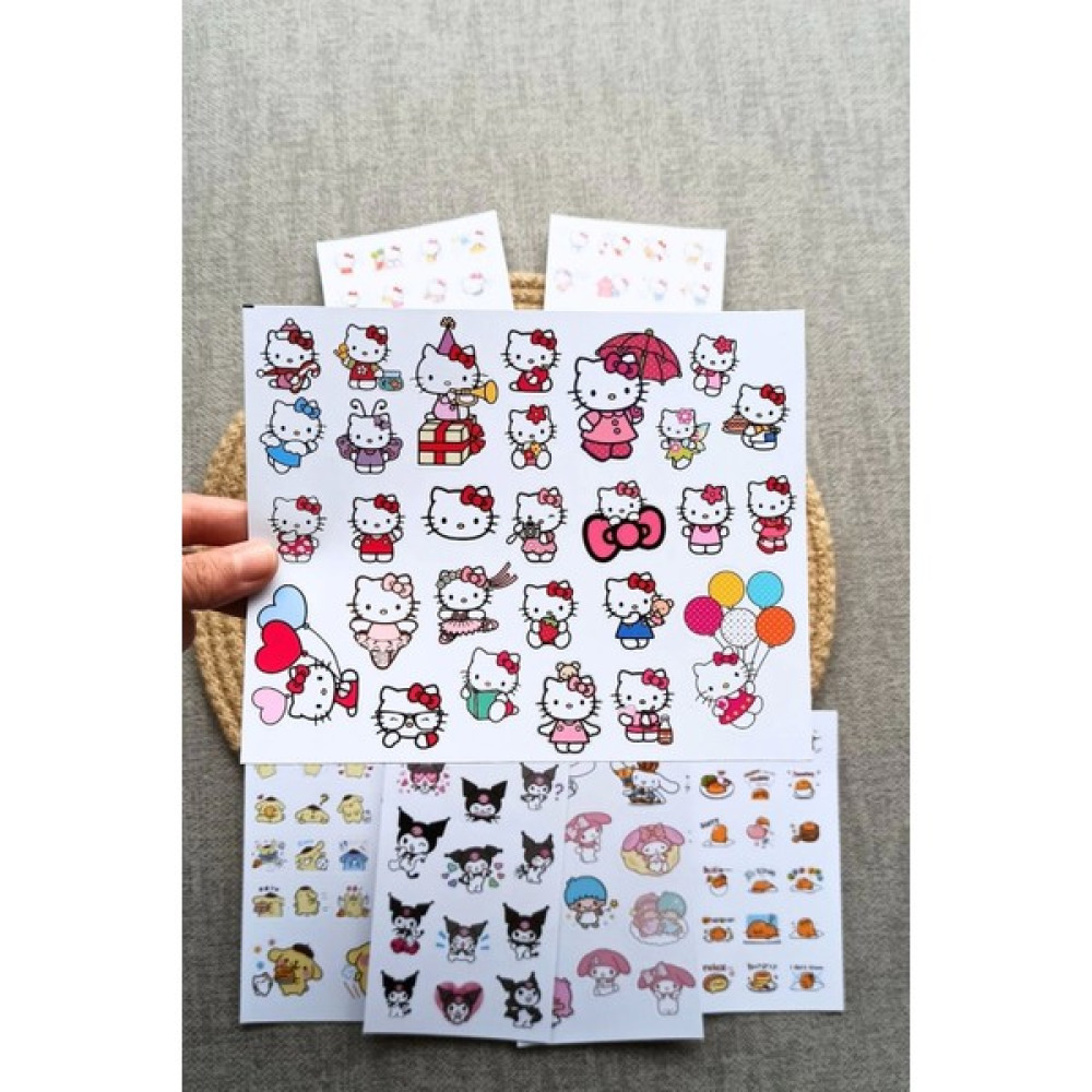 Mona Craftist 133 Adet Sanrio Karakter Sticker Seti Hello Kitty Sticker Kuromi Pompom Purin Gudetama My Melodi - 10 cm - Parlak Beyaz Sticker Fiyatı