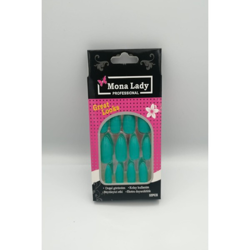 Mona Lady 12'li Turkuaz Takma Tırnak Yapıştırıcı HEDIYELI-KISA-126-8 Oto Boyaları Fiyatı