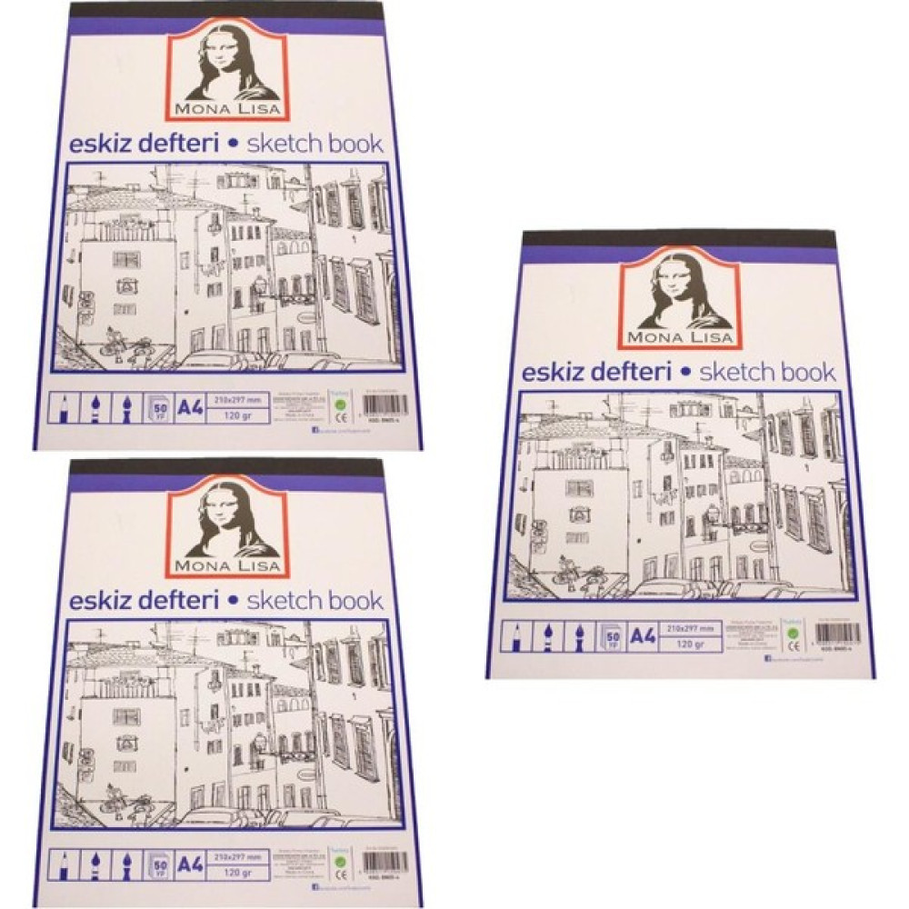 Mona Lisa 3 Adet A4 Eskiz Defteri Seçenekli 50 Yaprak 120gr Sketch Book Defter & Kağıt Ürünleri Fiyatı