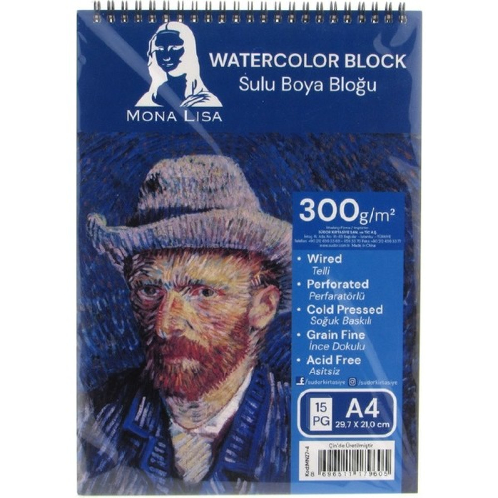 Mona Lisa Sulu Boya Bloğu Defteri 300GR A4 Boy 15 Yaprak Defter & Kağıt Ürünleri Fiyatı