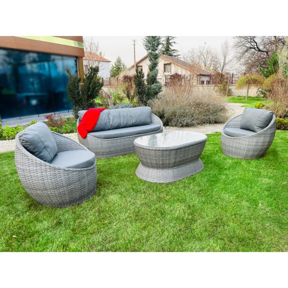 Monalin Home Garden Dubaı 5 Kişilik Ekstra Lüks Rattan El Örgü Oturma Grubu Minderli & Camlı & Masalı Oturma Grubu Bahçe Mobilyası Takımı Fiyatı