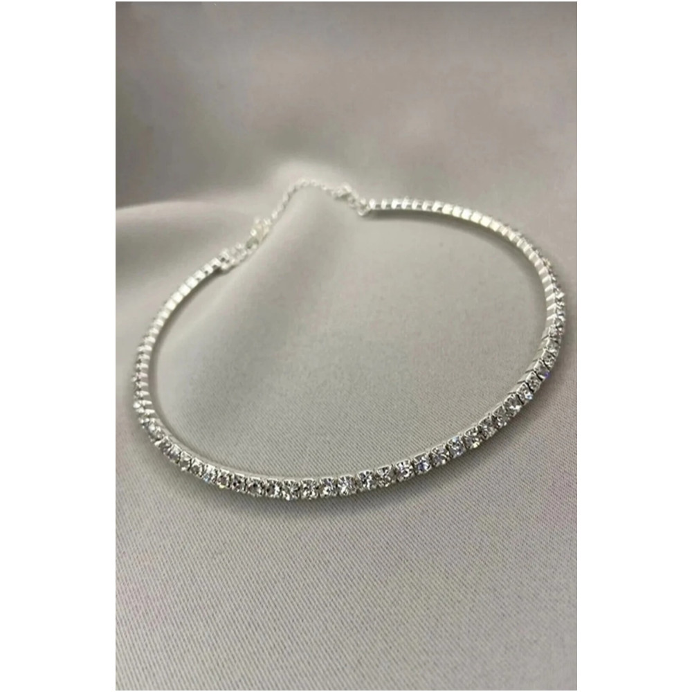 Monalisa Kadın Rhinestone Choker Gümüş Kolye L Beden Bijuteri Kolye Fiyatı