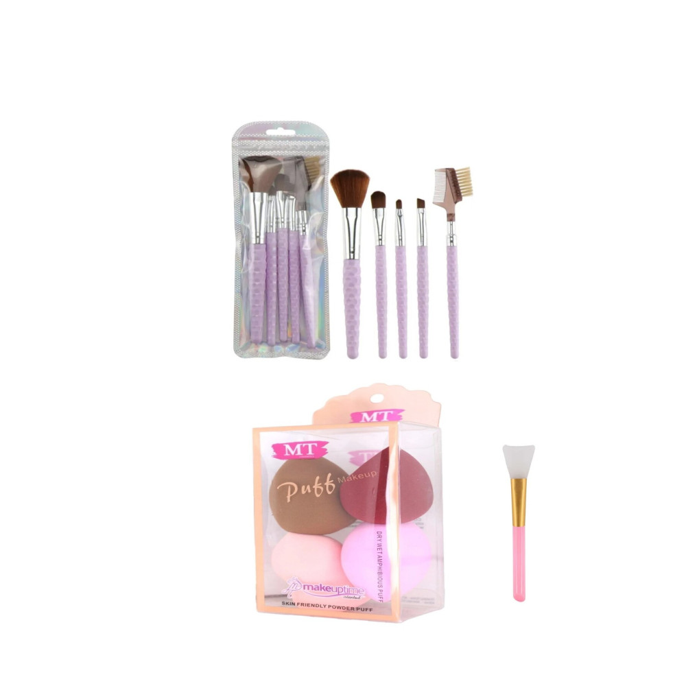 monalisatoka Kadın Profesional 5lİ Fırça Set 4lü Armut Sünger Silikon Maske Sürme Spatulası Makyaj Fırça ve Aksesuarları Fiyatı