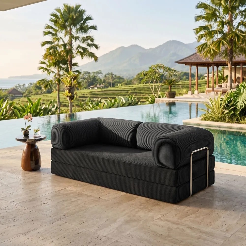 MONAMI Dechome Meganest 200x100 Modern Fitilli Kadife Kanepe| Yatak Olabilen, Dayanıklı Orta Sert Sünger, Yıkanabilir Kılıf - Gri - 200x100 MegaNest Kanepe & Çekyat Fiyatı